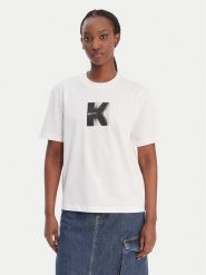 Karl Lagerfeld Jeans T-Shirt B1W17055 Biały Relaxed Fit. Białe t-shirty damskie Karl Lagerfeld Jeans, l, bez wzorów, z bawełny, bez kołnierzyka, bez ramiączek. Za 219.99 zł.
