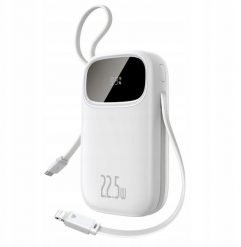 Powerbank Baseus EnerFill FC31 20000mAh 22.5W z wyświetlaczem cyfrowym i 2 wbudowanymi kablami (USB-C + Lightning) - biały. Białe powerbanki Baseus. Za 95.24 zł.