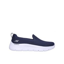 Buty damskie sportowe wsuwane Skechers GO WALK FLEX. Niebieskie obuwie sportowe damskie Skechers, bez wzorów, bez zapięcia, trekkingowe. W wyprzedaży za 219.00 zł.