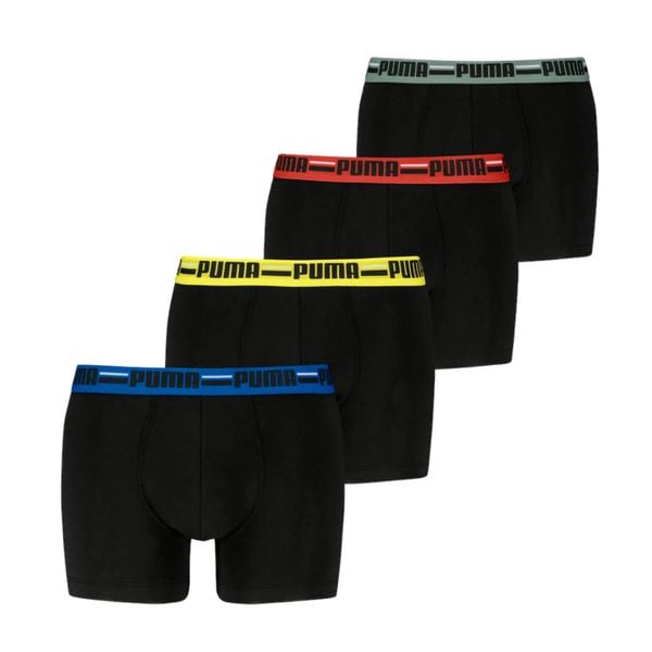 Bokserki męskie Puma BASIC BRAND ELASTIC 4-PACK 93819710. Bokserki męskie Puma, bez wzorów, z bawełny. Za 158.90 zł.