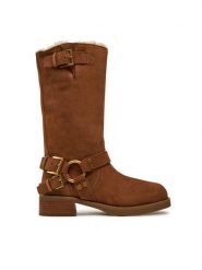 MICHAEL Michael Kors Oficerki Crosby 40F4CBFB6S Brązowy. Brązowe kozaki damskie MICHAEL Michael Kors, bez wzorów, ze skóry, bez obcasa, na płaskiej podeszwie, bez zapięcia. Za 1,779.00 zł.