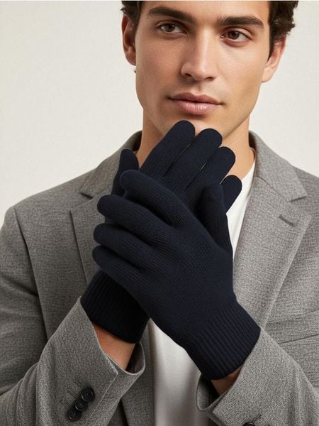 Rękawiczki 2 pack - granatowy. Niebieskie rękawiczki męskie Sinsay, bez wzorów. Za 7.99 zł.