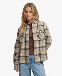 Superdry Koszula Lumberjack w Kratę z Flaneli – 100% Bawełna Organiczna – Eden. Brązowe koszule damskie Superdry, bez wzorów, z bawełny, bez kołnierzyka, bez ramiączek. Za 245.50 zł.