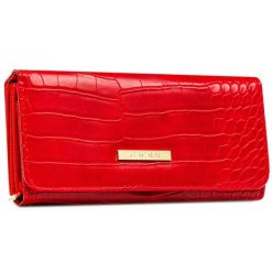 Czerwony duży portfel damski ze skóry ekologicznej, tłoczony wzór 4U CAVALDI CHWJ-05. Czerwone portfele damskie 4U Cavaldi, ze skóry ekologicznej. Za 45.00 zł.