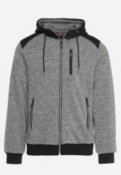 Ciemnoszara Sportowa Bluza z Kapturem i Zasuwanymi Kieszeniami Lirriel. Szare bluzy sportowe męskie Born2be, m, bez wzorów, z jeansu, z kapturem. Za 109.99 zł.