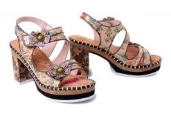 LAURA VITA 0007790 Naomio 16 beige, sandały damskie. Brązowe sandały damskie Laura Vita, bez wzorów, ze skóry, bez obcasa, na obcasie, bez zapięcia. Za 429.90 zł.