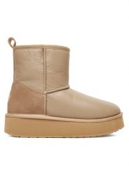 EMU Australia Śniegowce Stinger Mini Flatform Leather W13189 Beżowy. Brązowe śniegowce damskie Emu Australia, ze skóry, bez zapięcia. Za 789.99 zł.