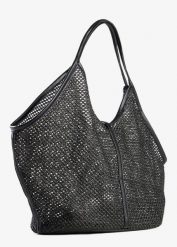 Torebka z siateczki z wyjmowaną szaszetką wewnętrzną. Czarne shopperki damskie bonprix, bez wzorów, bez dodatków. Za 114.99 zł.