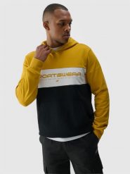 4F Bluza dresowa nierozpinana z kapturem męska - żółta M. Żółte bluzy męskie 4F, m, bez wzorów, z bawełny, z kapturem. W wyprzedaży za 139.99 zł.