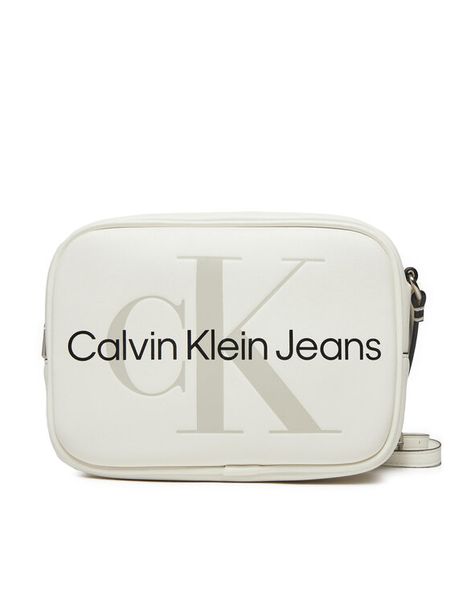 Calvin Klein Jeans Torebka Sculpted Camera Bag18 Mono K60K610275 Biały. Białe listonoszki damskie Calvin Klein Jeans, bez wzorów, z jeansu, bez dodatków. Za 249.99 zł.