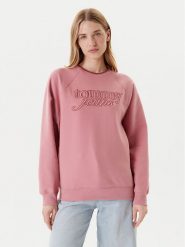 Tommy Jeans Bluza Script DW0DW21196 Różowy Regular Fit. Czerwone bluzy damskie Tommy Jeans, m, bez wzorów, z bawełny, bez ramiączek, bez kaptura. Za 399.99 zł.