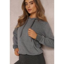 Ciemnoszara Bluza z Kapturem Lemine. Szare bluzy damskie Renee, l, bez wzorów, z dzianiny, casualowe, bez ramiączek, z kapturem. Za 29.99 zł.