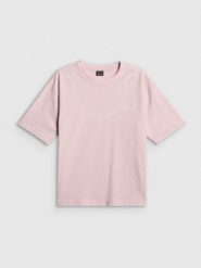 4F T-shirt loose z nadrukiem damski - różowy XS. Czerwone t-shirty damskie 4F, xs, bez wzorów, z bawełny, klasyczne, bez kołnierzyka, bez ramiączek. Za 59.99 zł.