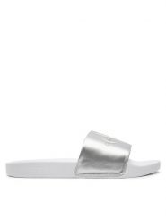 Calvin Klein Jeans Klapki Slide Ny Pearl YW0YW01243 Srebrny. Szare klapki damskie Calvin Klein Jeans, bez wzorów, z jeansu, bez obcasa, bez zapięcia. Za 219.99 zł.