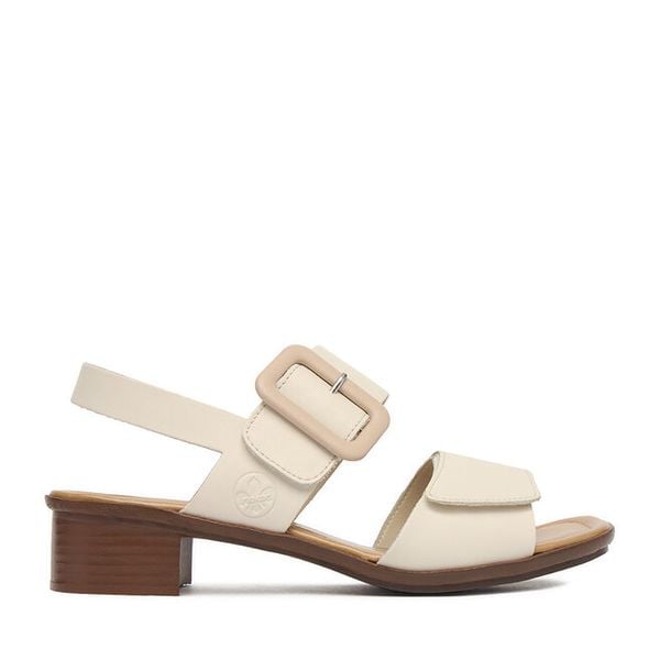 Sandały Rieker. Brązowe sandały damskie Rieker, bez wzorów, bez obcasa, na słupku, bez zapięcia. Za 299.99 zł.
