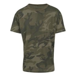 Koszulka W Kamuflażu Unisex Dla Dorosłych. Szare bluzki damskie BUILD YOUR BRAND, xl, bez wzorów, sportowe, bez kołnierzyka, bez ramiączek. Za 78.99 zł.