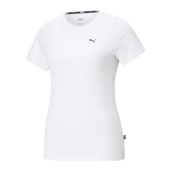 Koszulka treningowa damska Puma ESS Small Logo Tee. Białe koszulki sportowe damskie Puma, l, bez wzorów, bez ramiączek. Za 186.00 zł.