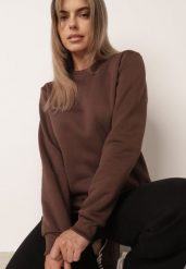 Brązowa Bluza Klasyczna z Polarową Podszewką Embri. Brązowe bluzy damskie Born2be, l, z aplikacjami, z jeansu, casualowe, bez ramiączek, bez kaptura. Za 49.99 zł.