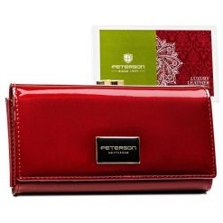 Portfel damski Peterson PTN PH24-FO-1-SH czerwony. Czerwone portfele damskie Peterson, ze skóry. Za 86.99 zł.