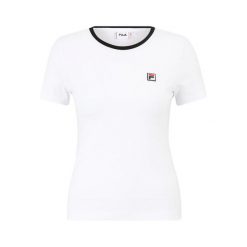 Slim fit T-shirt damski Fila Lectoure. Białe t-shirty damskie Fila, bez wzorów, eleganckie, bez kołnierzyka, bez ramiączek. W wyprzedaży za 122.00 zł.