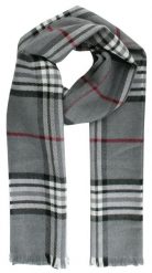 Szalik Przejściowy z Dziewiczą Wełną (Virgin Wool) - Fraas - Szary w Kratkę. Szare szaliki męskie V. Fraas, bez wzorów, z materiału. Za 85.00 zł.