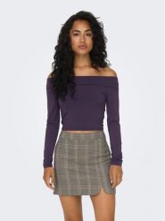 ONLY Bluzka 15302593 Fioletowy Slim Fit. Fioletowe bluzki damskie ONLY, xl, bez wzorów, z syntetyku, bez kołnierzyka, bez ramiączek. Za 119.99 zł.