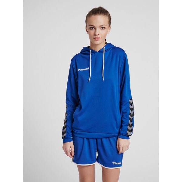 Hummel bluza damska sportowa hml Authentic Poly Hoodie Woman niebieska. Niebieskie bluzy damskie Hummel, l, bez wzorów, z dzianiny, klasyczne, bez ramiączek, z kapturem. Za 97.00 zł.
