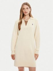 Polo Ralph Lauren Sukienka dzianinowa 211A91143003 Biały Slim Fit. Białe sukienki damskie Polo Ralph Lauren, xxl, bez wzorów, z dzianiny, bez kołnierzyka, bez ramiączek. Za 1,439.00 zł.