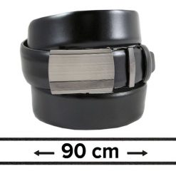 Pasek Czarny do Spodni 90 cm, Automatyczna Klamra, Skórzany, Elegancki -VICTORIO. Czarne paski męskie Victorio, ze skóry, eleganckie. Za 99.00 zł.