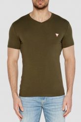 GUESS Zielony męski t-shirt z małym logo, Rozmiar L. Zielone t-shirty męskie Guess, l, z aplikacjami, z bawełny, bez kołnierzyka, bez ramiączek. W wyprzedaży za 84.99 zł.