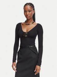 Elisabetta Franchi Bluzka MD-005-67E2-V280 Czarny Slim Fit. Czarne bluzki damskie Elisabetta Franchi, bez wzorów, bez kołnierzyka, bez ramiączek. Za 1,199.00 zł.
