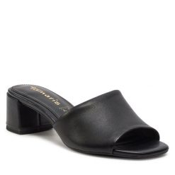 Klapki Tamaris. Czarne klapki damskie Tamaris, bez wzorów, bez obcasa, bez zapięcia. Za 259.99 zł.
