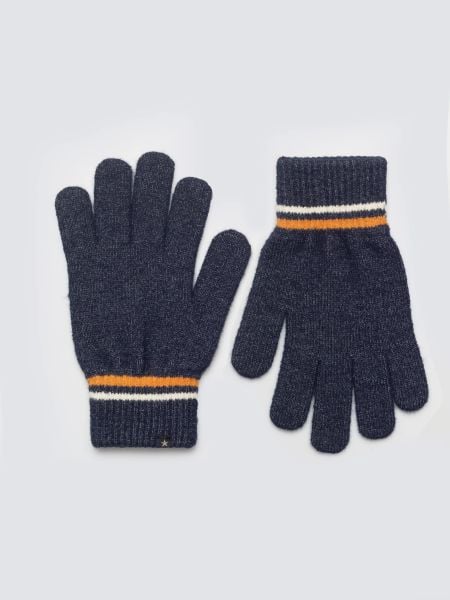 Rękawiczki męskie z kolorowym akcentem granatowe Wandegorso 404. Niebieskie rękawiczki męskie BIG STAR, z aplikacjami, z dzianiny. Za 69.99 zł.