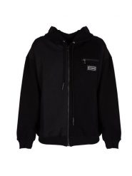 Les Hommes Bluza "Zip Hoodie" | LBH3000700N | Mężczyzna | Czarny. Czarne bluzy męskie Les Hommes, m, bez wzorów, z bawełny, z kapturem. W wyprzedaży za 799.00 zł.