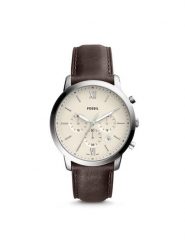 Fossil Zegarek Neutra Chrono FS5380 Brązowy. Brązowe, analogowe zegarki męskie FOSSIL, bez wzorów. Za 789.99 zł.