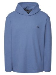 BOSS Bluza Waffle 50535885 Błękitny Regular Fit. Niebieskie bluzy męskie Boss, m, bez wzorów, z bawełny, bez ramiączek, bez kaptura. Za 299.99 zł.