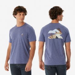 Koszula turystyczna męska z krótkim rękawem Quechua NH100. Fioletowe koszule męskie QUECHUA, l, bez wzorów, z bawełny, sportowe, bez kołnierzyka, bez ramiączek. Za 44.99 zł.