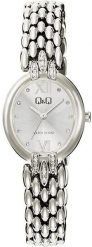 Zegarek damski QQ F16A-001P CYRKONIE srebrny. Szare zegarki damskie Q&Q, srebrne. Za 159.00 zł.