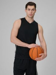 4F Koszulka do koszykówki loose szybkoschnąca uniseks - czarna L. Czarne koszulki sportowe męskie 4F, l, bez wzorów, z materiału, bez kołnierzyka, bez ramiączek. Za 119.99 zł.