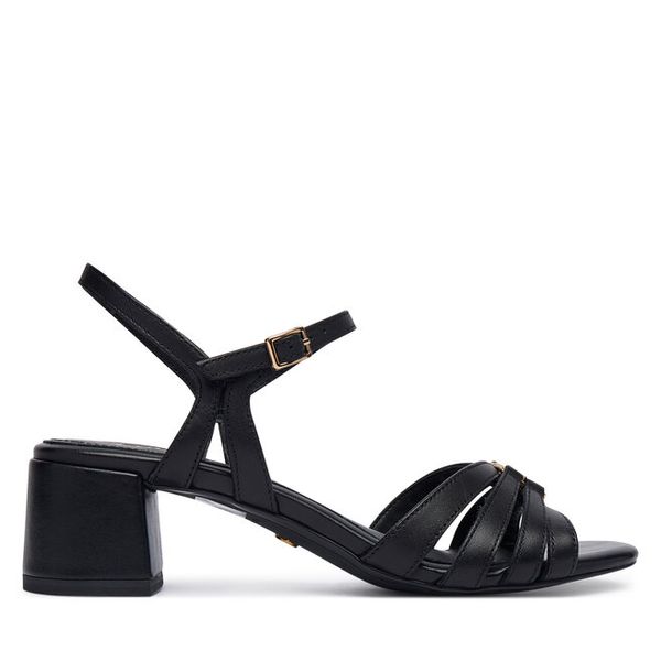 Sandały Tamaris. Czarne sandały damskie Tamaris, bez wzorów, bez obcasa, na słupku, bez zapięcia. Za 234.99 zł.