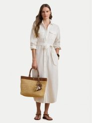 LAUREN RALPH LAUREN Sukienka koszulowa 200P13685001 Écru Regular Fit. Białe sukienki damskie Lauren Ralph Lauren, bez wzorów, ze lnu, bez kołnierzyka, bez ramiączek, koszulowe. Za 1,087.99 zł.
