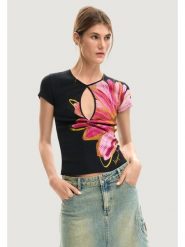 Desigual T-Shirt TS_DUBLIN Czarny Casual Fit. Czarne t-shirty damskie Desigual, s, bez wzorów, casualowe, bez kołnierzyka, bez ramiączek. Za 209.99 zł.