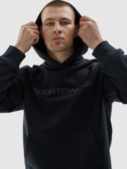 4F Bluza dresowa nierozpinana z kapturem męska - czarna XL. Czarne bluzy męskie 4F, m, bez wzorów, z bawełny, sportowe, bez ramiączek, z kapturem. W wyprzedaży za 99.99 zł.