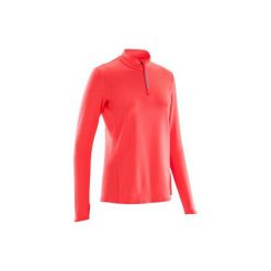 Bluza do biegania RUN WARM damska. Czerwone bluzy damskie KALENJI, bez wzorów, z elastanu, bez ramiączek, bez kaptura. Za 39.99 zł.