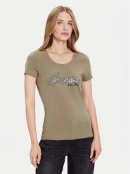 Guess T-Shirt W5YI16 J1314 Zielony Regular Fit. Zielone t-shirty damskie Guess, xxl, z aplikacjami, z bawełny, bez kołnierzyka, bez ramiączek. Za 183.30 zł.