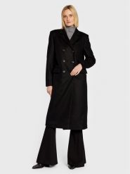 Trussardi Płaszcz wełniany 56S00807 Czarny Regular Fit. Czarne płaszcze damskie TRUSSARDI, na zimę, s, bez wzorów, z wełny, bez kołnierzyka, bez kaptura. Za 2,839.00 zł.