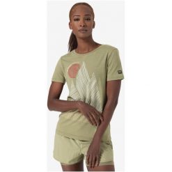 Koszulka z krótkim rękawem damska SUPER.NATURAL Etretat Cliffs Tee. Zielone koszulki sportowe damskie super.natural, bez wzorów, bez ramiączek. Za 379.99 zł.