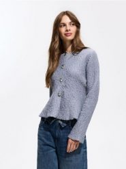 Kardigan z ozdobnymi guzikami - szary. Szare kardigany damskie Reserved, l, bez wzorów, z dzianiny, bez kołnierzyka. Za 159.99 zł.