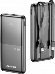 Powerbank Awei AWEI PowerBank P76K 10000mAh 22.5W czarny/black Digital Display. Czarne powerbanki Awei. Za 55.07 zł.
