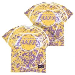 Koszulka Los Angeles Lakers NBA Jumbotron Submimated. Żółte bluzki damskie Mitchell & Ness, bez wzorów, sportowe, bez kołnierzyka, bez ramiączek. Za 258.00 zł.